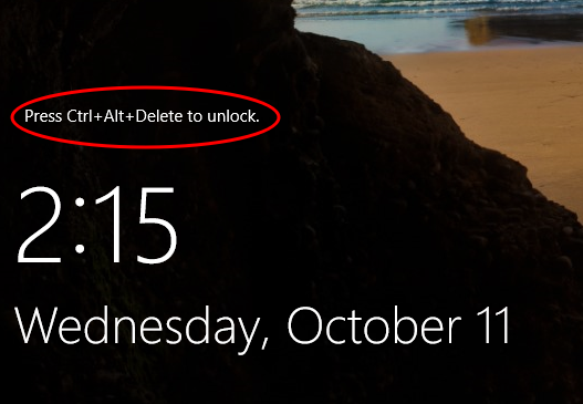 windows server login screen press control alt delete
